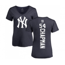 MLB Women's Nike New York Yankees #54 Aroldis Chapman Navy Blue Backer T-Shirt