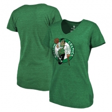 NBA Boston Celtics Women's Distressed Team Primary Logo Slim Fit Tri-Blend T-Shirt - Green