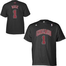 NBA Adidas Chicago Bulls #1 Derrick Rose Game Time T-Shirt - Black