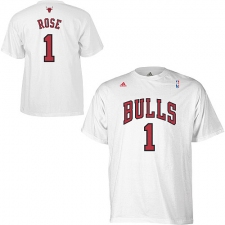 NBA Adidas Chicago Bulls #1 Derrick Rose Game Time T-Shirt - White