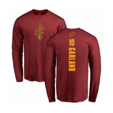 Basketball Cleveland Cavaliers #10 Darius Garland Maroon Backer Long Sleeve T-Shirt