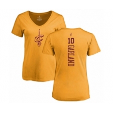 Basketball Women's Cleveland Cavaliers #10 Darius Garland Gold One Color Backer Slim-Fit V-Neck T-Shirt