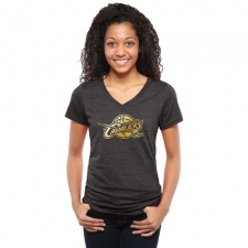 NBA Cleveland Cavaliers Women's Gold Collection V-Neck Tri-Blend T-Shirt - Black