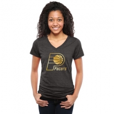 NBA Indiana Pacers Women's Gold Collection V-Neck Tri-Blend T-Shirt - Black