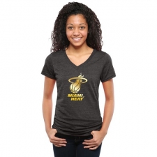 NBA Miami Heat Women's Gold Collection V-Neck Tri-Blend T-Shirt - Black