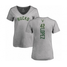 Basketball Women's Milwaukee Bucks #42 Robin Lopez Ash Backer T-Shirt