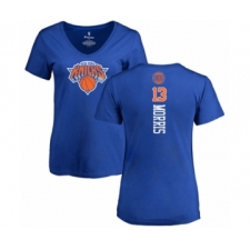 Basketball Women's New York Knicks #13 Marcus Morris Royal Blue Backer T-Shirt