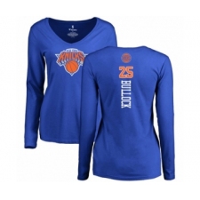 Basketball Women's New York Knicks #25 Reggie Bullock Royal Blue Backer Long Sleeve T-Shirt