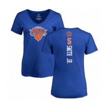 Basketball Women's New York Knicks #5 Dennis Smith Jr. Royal Blue Backer T-Shirt