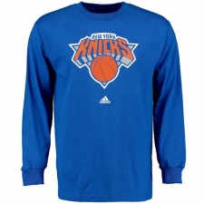 NBA Men's New York Knicks Royal Blue Adidas Prime Logo Long Sleeve T-Shirt