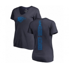 Basketball Women's Oklahoma City Thunder #2 Shai Gilgeous-Alexander Navy Blue One Color Backer Slim-Fit V-Neck T-Shirt