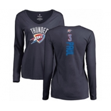 Basketball Women's Oklahoma City Thunder #3 Chris Paul Navy Blue Backer Long Sleeve T-Shirt