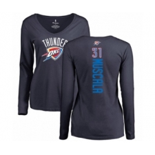 Basketball Women's Oklahoma City Thunder #31 Mike Muscala Navy Blue Backer Long Sleeve T-Shirt
