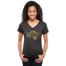 NBA Orlando Magic Women's Gold Collection V-Neck Tri-Blend T-Shirt - Black