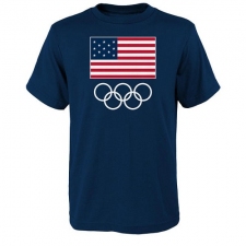 NBA Men's Team USA 2016 Olympics Flags & Rings T-Shirt - Navy