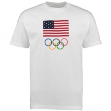NBA Men's USA Olympics Flag Five Rings T-Shirt - White