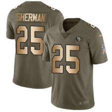 Men's Nike San Francisco 49ers #25 Richard Sherman Limited Olive/Gold 2017 Salute to Service NFL Jersey