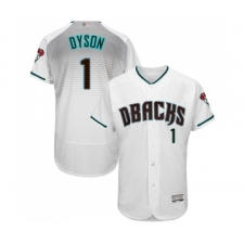 Men's Arizona Diamondbacks #1 Jarrod Dyson White Teal Alternate Authentic Collection Flex Base Baseball Jersey