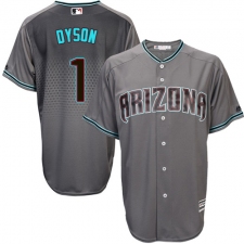 Men's Majestic Arizona Diamondbacks #1 Jarrod Dyson Authentic Gray/Turquoise Cool Base MLB Jersey