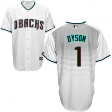 Men's Majestic Arizona Diamondbacks #1 Jarrod Dyson Replica White/Capri Cool Base MLB Jersey