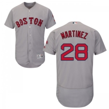 Men's Majestic Boston Red Sox #28 J. D. Martinez Grey Road Flex Base Authentic Collection MLB Jersey