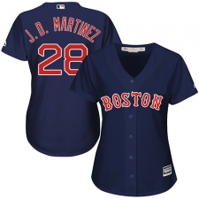 Women's Majestic Boston Red Sox #28 J. D. Martinez Authentic Navy Blue Alternate Road MLB Jersey