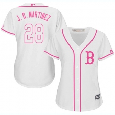 Women's Majestic Boston Red Sox #28 J. D. Martinez Authentic White Fashion MLB Jersey