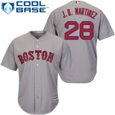 Youth Majestic Boston Red Sox #28 J. D. Martinez Authentic Grey Road Cool Base MLB Jersey