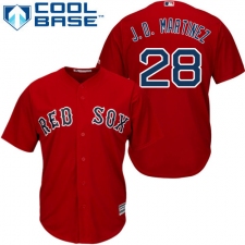 Youth Majestic Boston Red Sox #28 J. D. Martinez Authentic Red Alternate Home Cool Base MLB Jersey