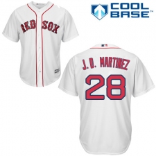 Youth Majestic Boston Red Sox #28 J. D. Martinez Authentic White Home Cool Base MLB Jersey
