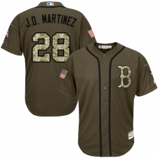 Youth Majestic Boston Red Sox #28 J. D. Martinez Replica Green Salute to Service MLB Jersey