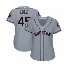Women's Houston Astros #45 Gerrit Cole Authentic Grey Road Cool Base 2019 World Series Bound Baseball Jersey