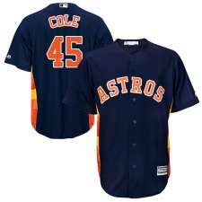 Youth Majestic Houston Astros #45 Gerrit Cole Replica Navy Blue Alternate Cool Base MLB Jersey