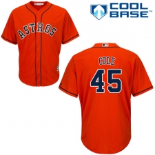Youth Majestic Houston Astros #45 Gerrit Cole Replica Orange Alternate Cool Base MLB Jersey