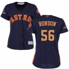 Women's Majestic Houston Astros #56 Hector Rondon Authentic Navy Blue Alternate 2018 Gold Program Cool Base MLB Jersey