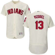 Men's Majestic Cleveland Indians #13 Omar Vizquel Cream Alternate Flex Base Authentic Collection MLB Jersey