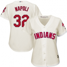 Women's Majestic Cleveland Indians #32 Mike Napoli Authentic Cream Alternate 2 Cool Base MLB Jersey