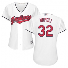Women's Majestic Cleveland Indians #32 Mike Napoli Replica White Home Cool Base MLB Jersey