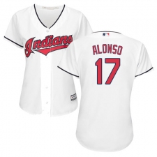 Women's Majestic Cleveland Indians #17 Yonder Alonso Authentic White Home Cool Base MLB Jersey
