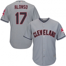 Youth Majestic Cleveland Indians #17 Yonder Alonso Authentic Grey Road Cool Base MLB Jersey