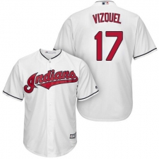 Youth Majestic Cleveland Indians #17 Yonder Alonso Replica White Home Cool Base MLB Jersey