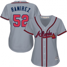 Women's Majestic Atlanta Braves #52 Jose Ramirez Authentic Grey Road Cool Base MLB Jersey