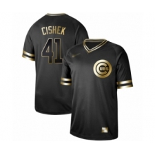 Men's Chicago Cubs #41 Steve Cishek Authentic Black Gold Fashion Baseball Jersey