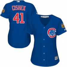 Women's Majestic Chicago Cubs #41 Steve Cishek Authentic Royal Blue Alternate MLB Jersey