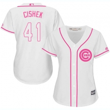 Women's Majestic Chicago Cubs #41 Steve Cishek Replica White Fashion MLB Jersey