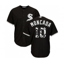 Men's Majestic Chicago White Sox #10 Yoan Moncada Authentic Black Team Logo Fashion Cool Base MLB Jerseys
