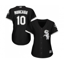 Women's Majestic Chicago White Sox #10 Yoan Moncada Authentic Black Alternate Home Cool Base MLB Jerseys