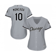 Women's Majestic Chicago White Sox #10 Yoan Moncada Authentic Grey Road Cool Base MLB Jerseys