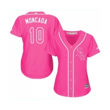 Women's Majestic Chicago White Sox #10 Yoan Moncada Authentic Pink Fashion Cool Base MLB Jerseys