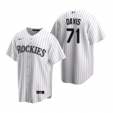 Men's Nike Colorado Rockies #71 Wade Davis White Home Stitched Baseball Jersey